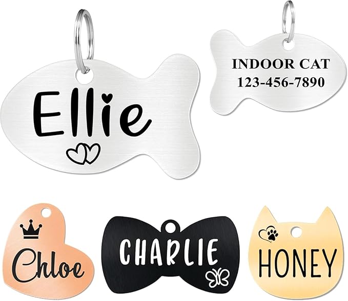 Ultra Joys Personalized Cat ID Tag (Fish Shape)