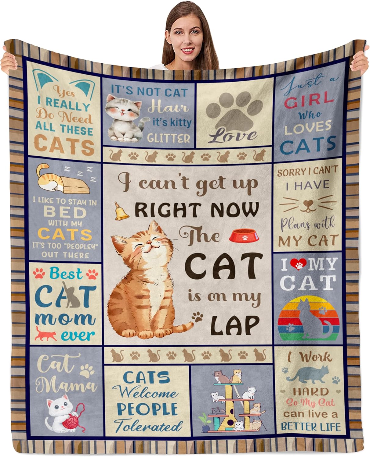 Cozy Cat Mom Throw Blanket