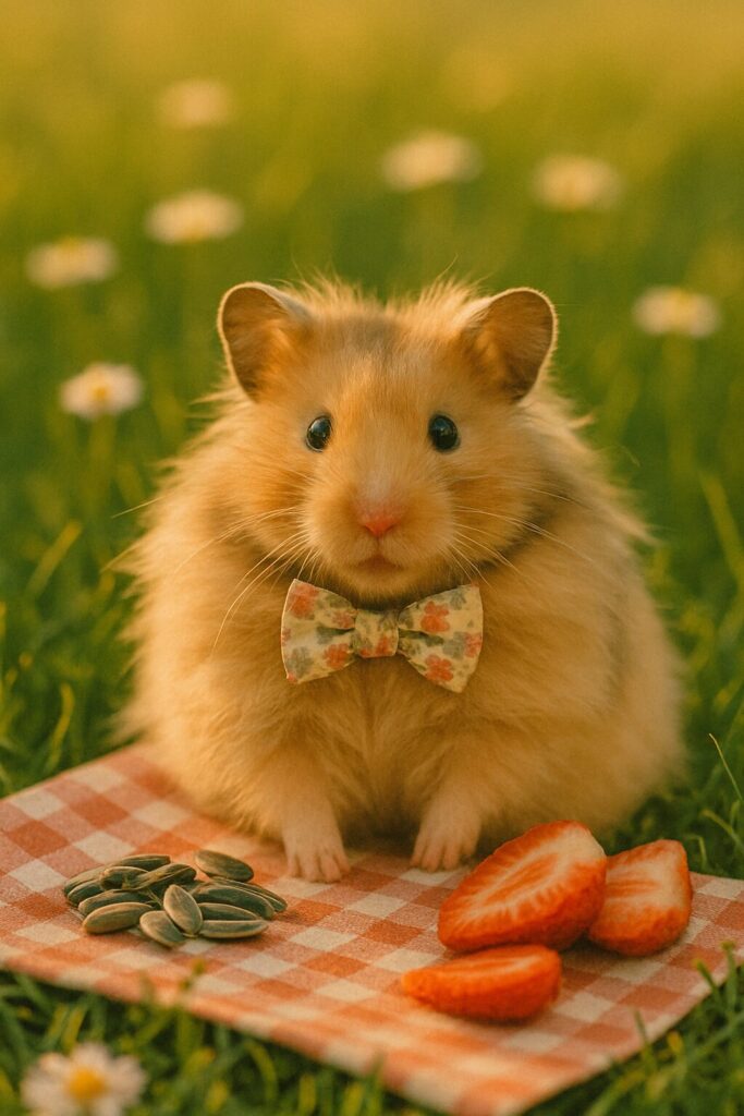 cute hamster photoshoot in garden